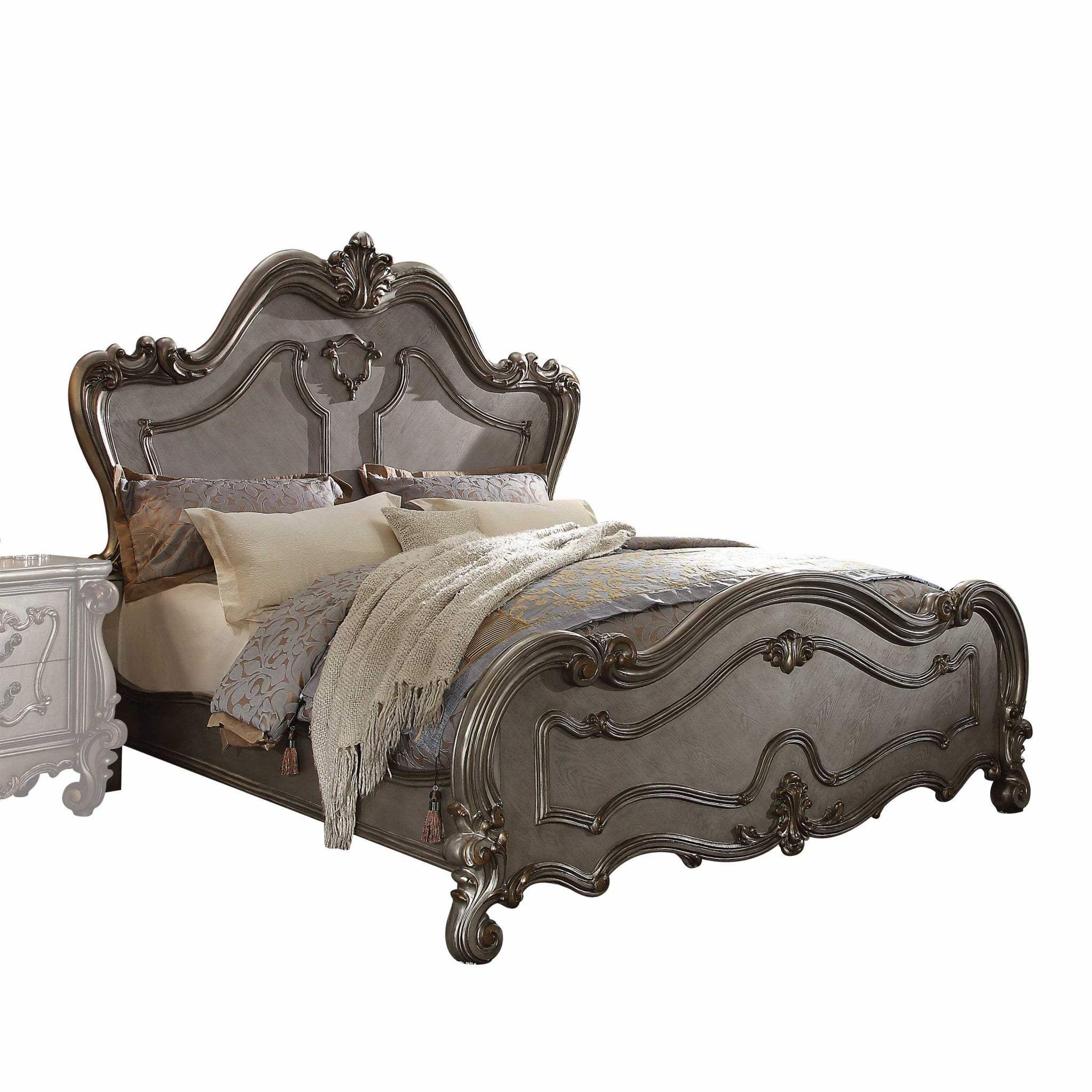 Queen Gray Bed - Homeroots - Flyclothing LLC