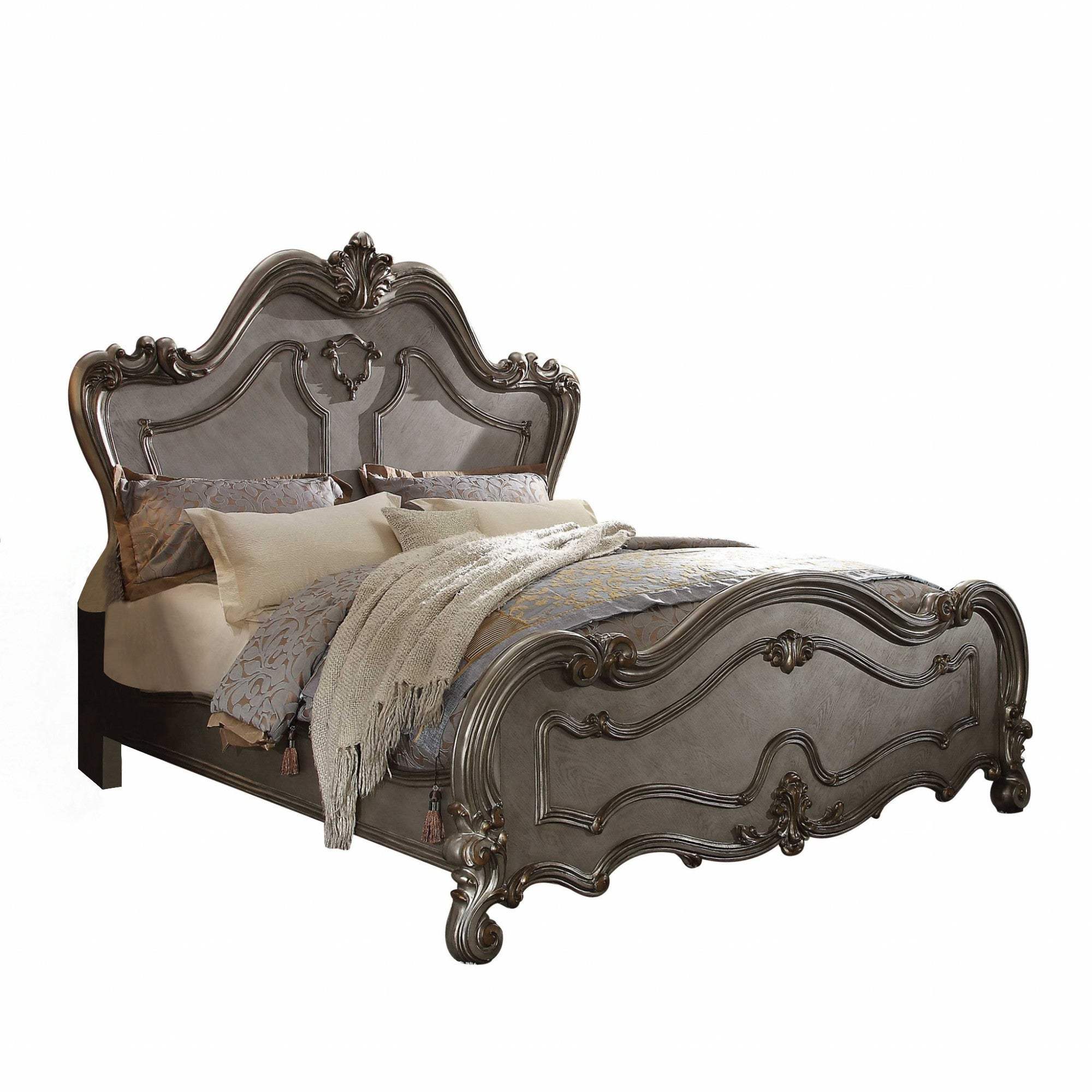 Queen Gray Bed - Homeroots - Flyclothing LLC
