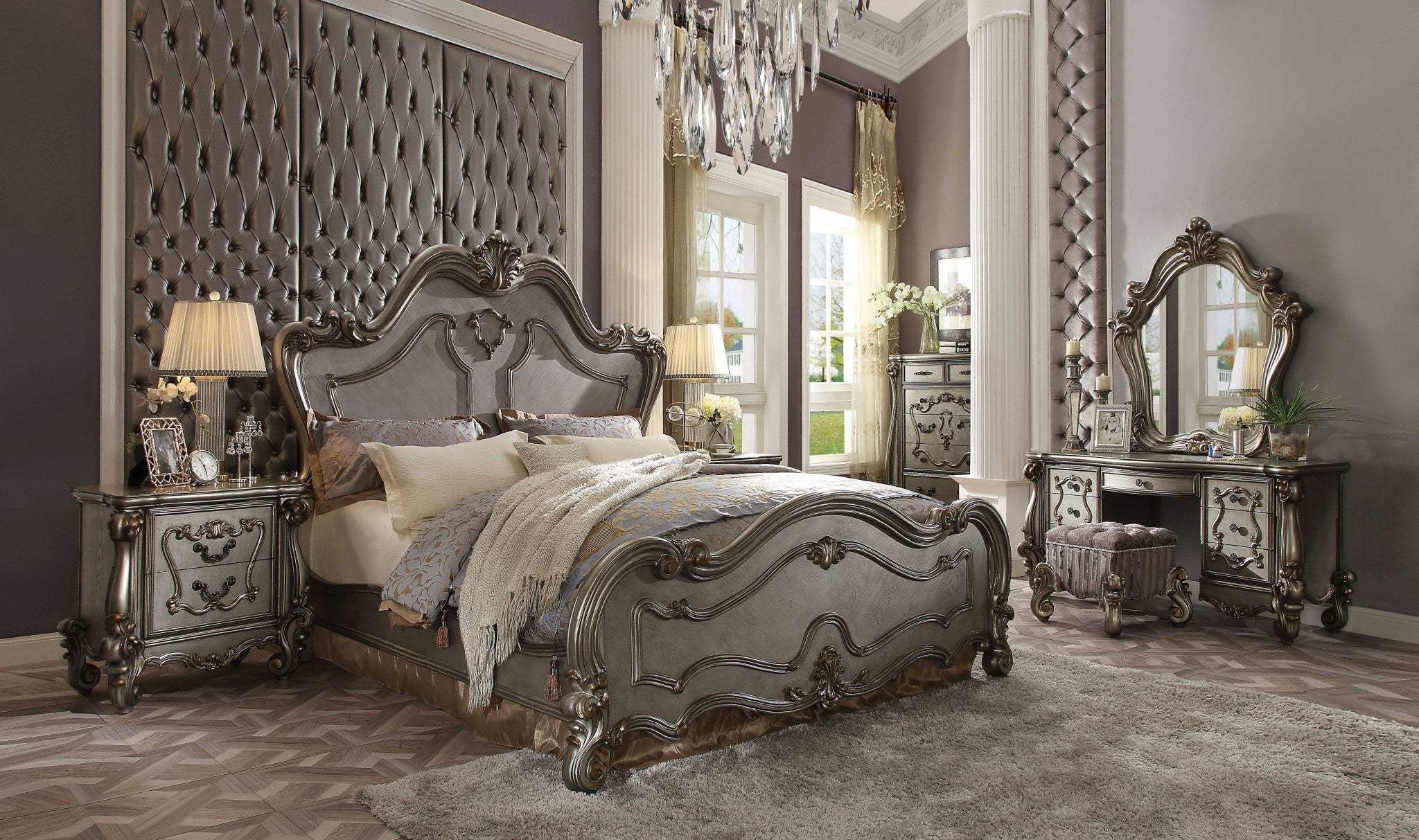 Queen Gray Bed - Homeroots - Flyclothing LLC