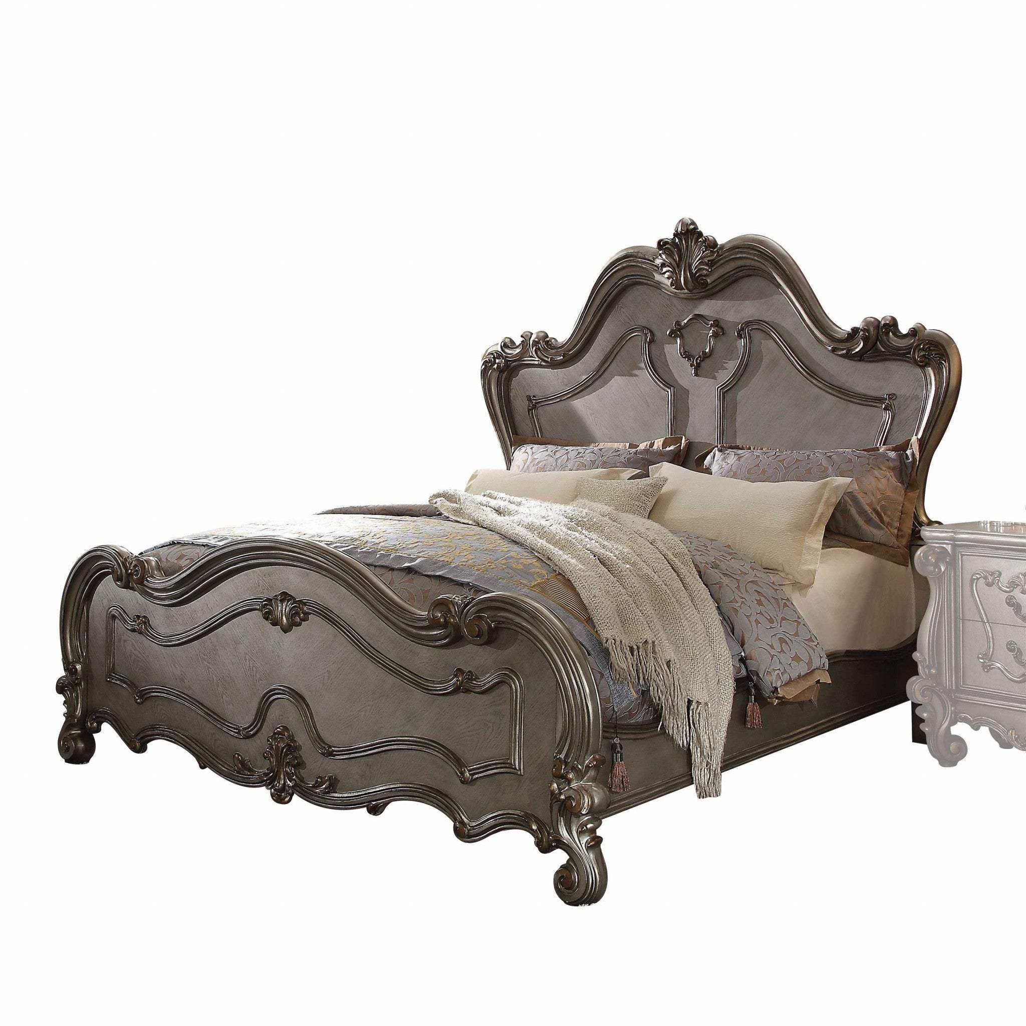 Queen Gray Bed - Homeroots - Flyclothing LLC