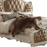 Queen Tufted Beige Upholstered Faux Leather Bed With Nailhead Trim - Homeroots - Flyclothing LLC