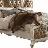 Queen Tufted Beige Upholstered Faux Leather Bed With Nailhead Trim - Homeroots - Flyclothing LLC