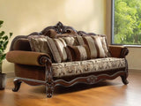 37" Oak Velvet Floral Sofa And Toss Pillows With Espresso Legs - Homeroots