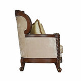 39" Beige Floral Sofa And Toss Pillows With Dark Brown Legs - Homeroots