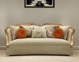 41" Beige Velvet Curved Sofa And Toss Pillows With Natural Legs - Homeroots