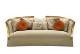 41" Beige Velvet Curved Sofa And Toss Pillows With Natural Legs - Homeroots