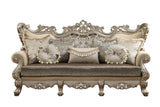41" Champagne Cotton Blend Curved Floral Sofa And Toss Pillows - Homeroots - Flyclothing LLC