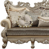 41" Champagne Cotton Blend Curved Floral Sofa And Toss Pillows - Homeroots - Flyclothing LLC