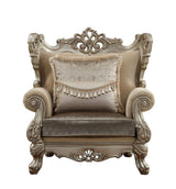 44" Beige and Green And Champagne Fabric Geometric Arm Chair And Toss Pillow - Homeroots - Flyclothing LLC