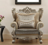 44" Beige and Green And Champagne Fabric Geometric Arm Chair And Toss Pillow - Homeroots - Flyclothing LLC