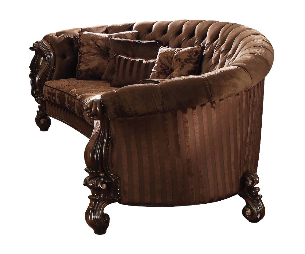55" Brown Velvet Curved Sofa And Toss Pillows - Homeroots - Flyclothing LLC