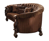 55" Brown Velvet Curved Sofa And Toss Pillows - Homeroots