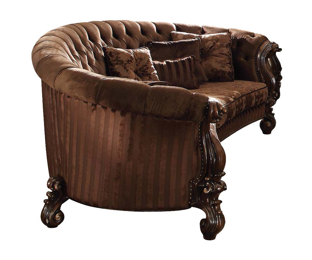 55" Brown Velvet Curved Sofa And Toss Pillows - Homeroots - Flyclothing LLC