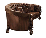 55" Brown Velvet Curved Sofa And Toss Pillows - Homeroots
