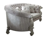 55" Ivory Velvet Curved Floral Sofa And Toss Pillows With Gray Legs - Homeroots - Flyclothing LLC