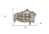 78" Gold Floral Loveseat and Toss Pillows - Homeroots