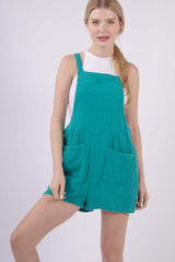 VERY J Sleeveless Double Gauze Overalls with Pockets - Trendsi - Flyclothing LLC