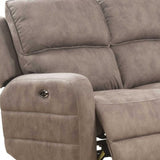 Brown Top Grain Leather Power Reclining Curved Six Piece Corner Sectional With Console - Homeroots