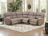 Brown Top Grain Leather Power Reclining Curved Six Piece Corner Sectional With Console - Homeroots