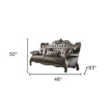 46" Platinum Faux Leather Curved Sofa And Toss Pillows - Homeroots - Flyclothing LLC