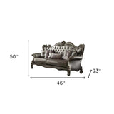 46" Platinum Faux Leather Curved Sofa And Toss Pillows - Homeroots - Flyclothing LLC