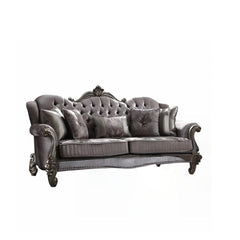 45" Platinum Velvet Floral Sofa And Toss Pillows - Homeroots