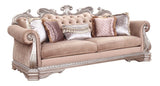 42" Rosegold Velvet Sofa And Toss Pillows With Silver Legs - Homeroots