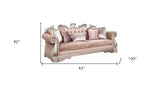 42" Rosegold Velvet Sofa And Toss Pillows With Silver Legs - Homeroots - Flyclothing LLC