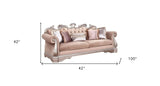 42" Rosegold Velvet Sofa And Toss Pillows With Silver Legs - Homeroots - Flyclothing LLC