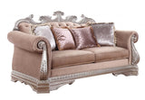 80" Champagne Velour Loveseat and Toss Pillows - Homeroots