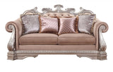 80" Champagne Velour Loveseat and Toss Pillows - Homeroots