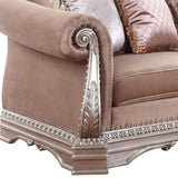 80" Champagne Velour Loveseat and Toss Pillows - Homeroots