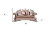 80" Champagne Velour Loveseat and Toss Pillows - Homeroots - Flyclothing LLC