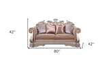 80" Champagne Velour Loveseat and Toss Pillows - Homeroots