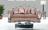 80" Champagne Velour Loveseat and Toss Pillows - Homeroots