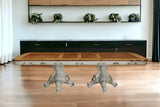49" Brown And White Solid Wood Double Pedestal Base Dining Table - Homeroots - Flyclothing LLC