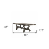 46" Platinum Solid Wood Trestle Base Dining Table - Homeroots - Flyclothing LLC