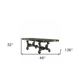 46" Green Solid Wood Trestle Base Dining Table - Homeroots - Flyclothing LLC