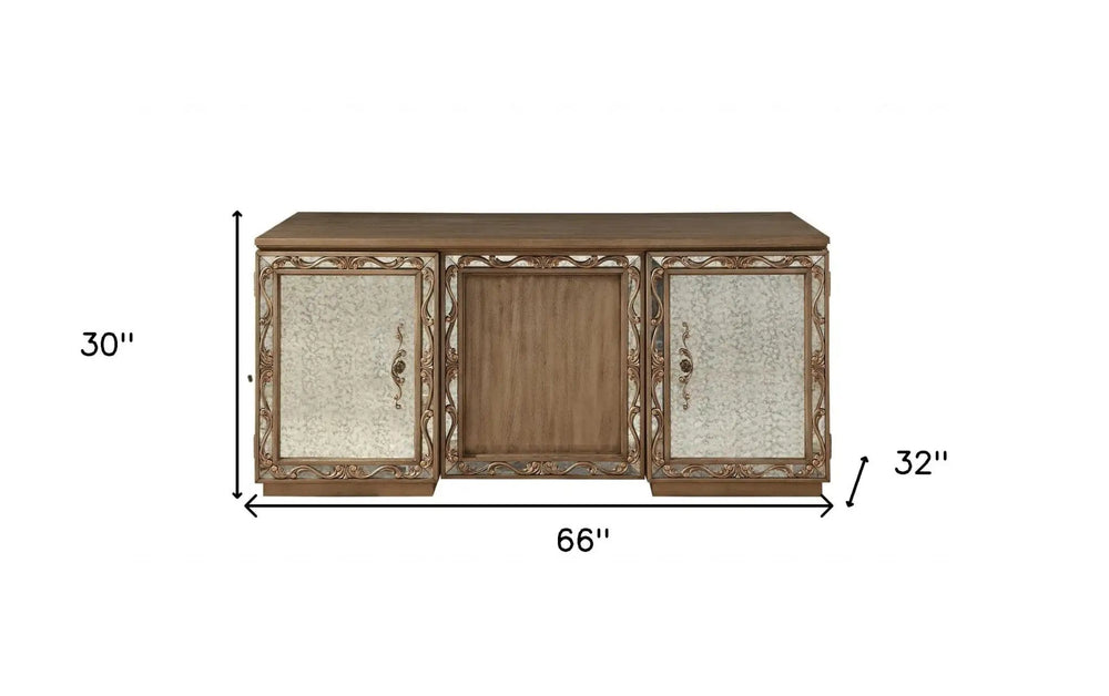 32" Brown Executive Desk With Two Cabinets - Homeroots - Flyclothing LLC