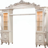 25" X 117" X 101" Antique White Wood Glass Poly-Resin Entertainment Center - Homeroots