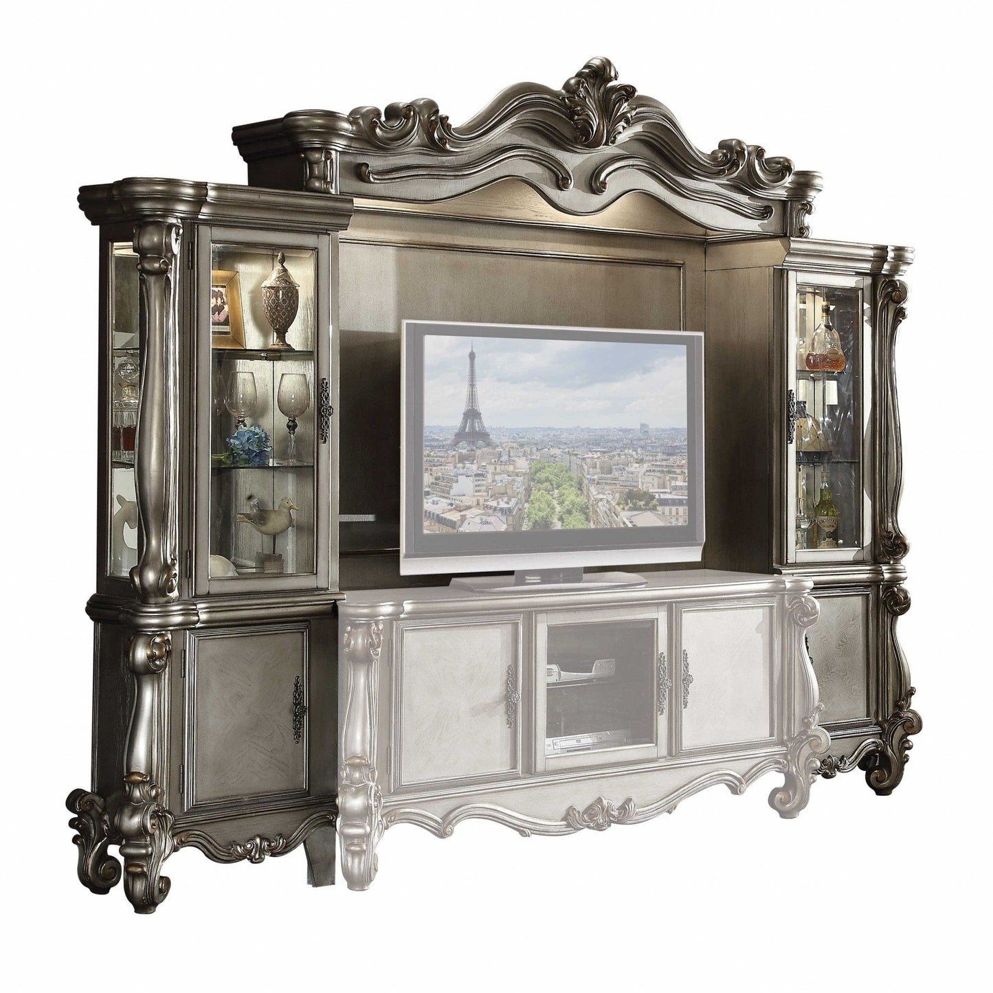 118" Platinum Solid Wood Floating Mount Entertainment Center - Homeroots - Flyclothing LLC