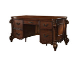 74" Brown Executive Desk With Five Drawers - Homeroots