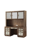 66" Gold Mirrored Computer Desk With Hutch With Three Cabinets Seven Drawers - Homeroots