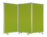 Green Rolling Three Panel Room Divider Screen - Homeroots
