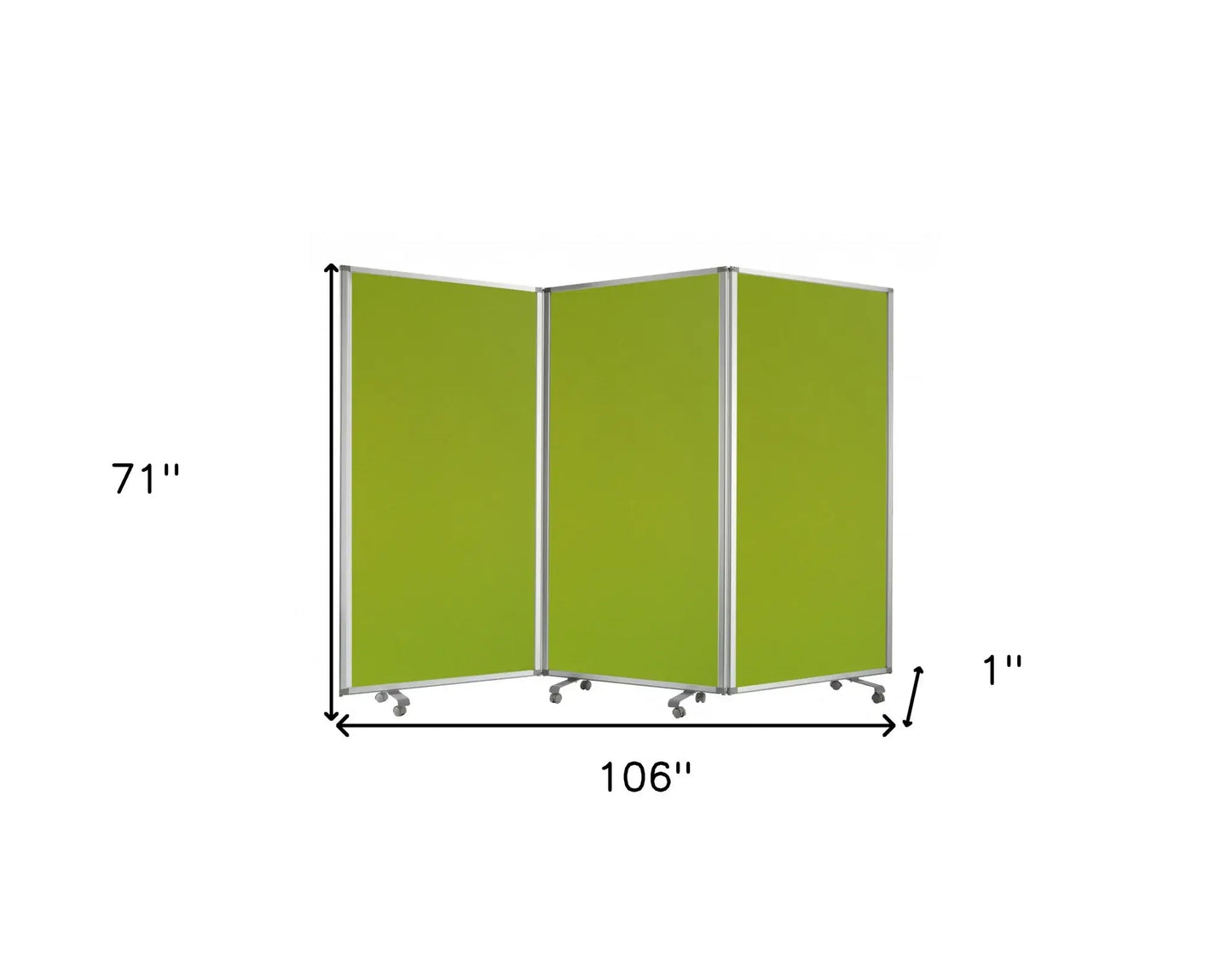 Green Rolling Three Panel Room Divider Screen - Homeroots - Flyclothing LLC