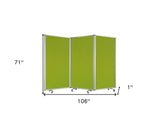 Green Rolling Three Panel Room Divider Screen - Homeroots - Flyclothing LLC