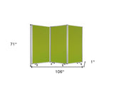 Green Rolling Three Panel Room Divider Screen - Homeroots - Flyclothing LLC