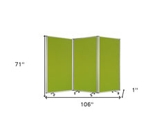 Green Rolling Three Panel Room Divider Screen - Homeroots