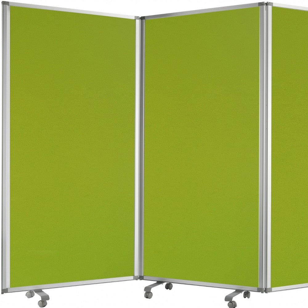 Green Rolling Three Panel Room Divider Screen - Homeroots