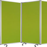 Green Rolling Three Panel Room Divider Screen - Homeroots